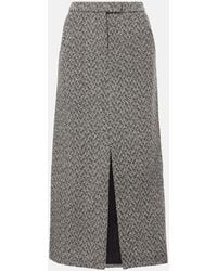 Self-Portrait - Herringbone High-Rise Midi Skirt - Lyst