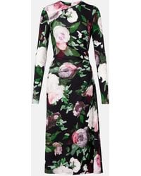 Erdem - Draped Floral Midi Dress - Lyst