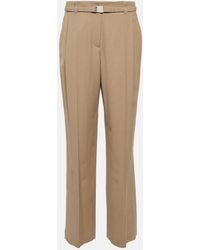 Brunello Cucinelli - High-Rise Straight Wool-Blend Pants - Lyst