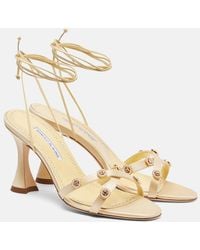 Manolo Blahnik - Pelysaka 95 Embellished Satin Sandals - Lyst