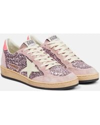 Golden Goose - Sneakers Ball Star in suede con glitter - Lyst