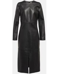 Totême - Paneled Leather Midi Dress - Lyst
