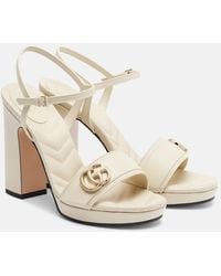 Gucci - New Marmont Gg Leather Sandals - Lyst