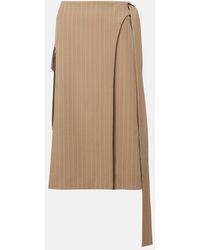 Victoria Beckham - Pinstripe Wool Midi Skirt - Lyst