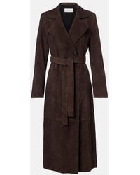 Nour Hammour - Winona Belted Suede Wrap Coat - Lyst