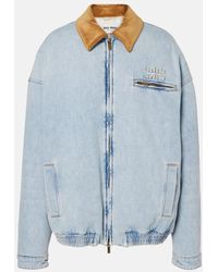 Miu Miu - Chaqueta Acolchada De Denim Con Logo - Lyst