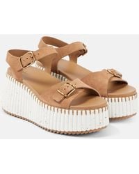 Chloé - Nama Suede Wedge Sandals - Lyst