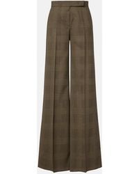 Max Mara - Checked Virgin Wool Wide-Leg Pants - Lyst