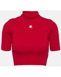 Courreges - Jersey cropped acanalado - Lyst