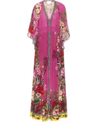 Camilla Bedrucktes Maxikleid aus Seide - Lila