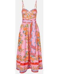 FARM Rio - Sicily Flowers Cotton Midi Dress - Lyst