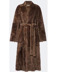 Nour Hammour - Davos Shearling Wrap Coat - Lyst