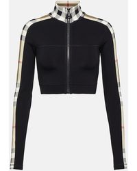 Burberry - Cropped Checked Stretch-jersey Jacket - Lyst