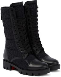Christian Louboutin Pavleta Leather-trimmed Combat Boots - Black