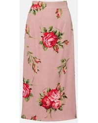 Dolce & Gabbana - Floral Silk-Blend Midi Skirt - Lyst
