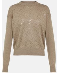 Brunello Cucinelli - Verzierter Pullover Aus Wolle, Kaschmir Und Seide - Lyst