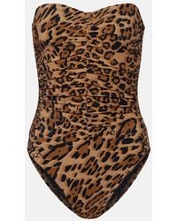 Karla Colletto - Leopard-Print Ruched Strapless Swimsuit - Lyst
