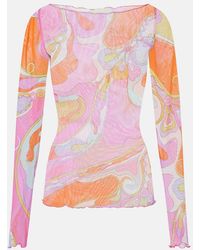 PUCCI - Orchidee Sheer Tulle Top - Lyst