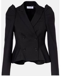 McQueen - Blazer De Lana Con Mangas Abullonadas - Lyst