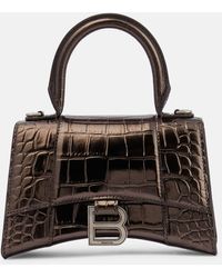 Balenciaga - Hourglass Xs Croc-effect Leather Tote Bag - Lyst