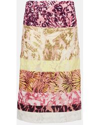 Dries Van Noten - Colorblocked Gathered Midi Skirt - Lyst