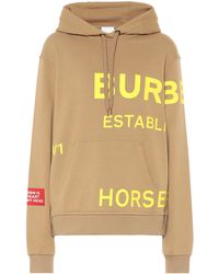 Burberry Logo Cotton-jersey Hoodie - Natural