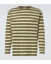 AURALEE - Striped Cotton Jersey T-Shirt - Lyst