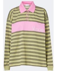 Versace - Striped Oversized Cotton Jersey Polo Shirt - Lyst