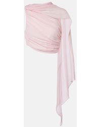 Posse - Solene Gathered Scarf-Detail Mesh Top - Lyst