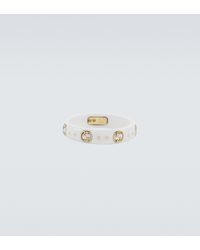 Gucci Ring Icon aus 18kt Gelbgold und Korund - Weiß