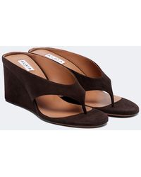 Alaïa - Cube Suede Wedge Sandals - Lyst