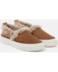 Brunello Cucinelli - Slip-Ons Aus Veloursleder Mit Shearling - Lyst