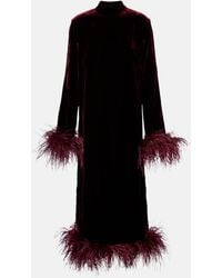 ‎Taller Marmo - Gina Venti Feather-Trimmed Midi Dress - Lyst