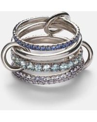 Spinelli Kilcollin - Iris Sterling Linked Ring With Sapphires, Aquamarine And Tanzanite - Lyst