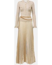 Self-Portrait - Lurex Ribbed Maxi Dress - Lyst