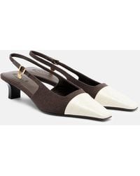Tod's - Leather-Trimmed Canvas Slingback Pumps - Lyst