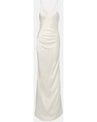 Victoria Beckham - Draped Crepe Satin Slip Dress - Lyst