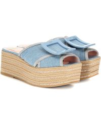 Roger Vivier Viv Mary Jane Velvet Ballet Flats in Pink - Lyst