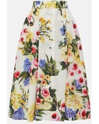 Dolce & Gabbana - Falda plato de algodón con estampado de jardín - Lyst
