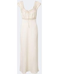 RIXO London - Maeva Lace-Trimmed Linen-Blend Maxi Dress - Lyst