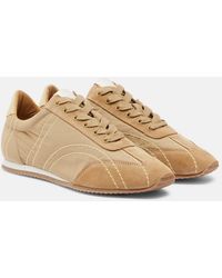 TOTEME - Flex Suede-Trimmed Sneakers - Lyst