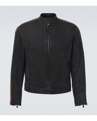 Gucci - Web Stripe Denim Biker Jacket - Lyst