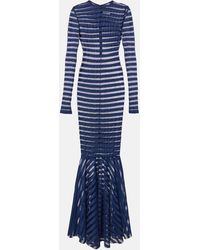 Norma Kamali - Striped Mesh Gown - Lyst