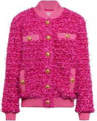 Balmain X Barbie ® Metallic Tweed Bomber Jacket - Pink