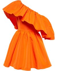 Alexander McQueen Ruffled Faille Minidress - Orange