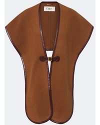 Chloé - Leather-Trimmed Wool-Blend Shawl - Lyst