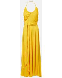 Alaïa - Draped Halterneck Jersey Maxi Dress - Lyst