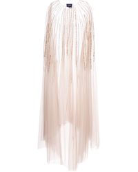 Marchesa notte Sequined Tulle Cape - Natural