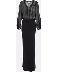 Saint Laurent - Gathered Silk-chiffon And Silk Crepe De Chine Gown - Lyst