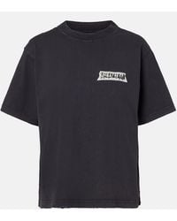 Balenciaga - Logo Distressed Cotton Jersey T-Shirt - Lyst